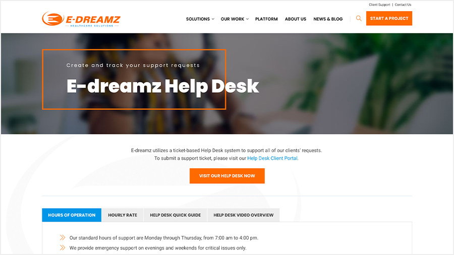 e-dreamz help desk for client support