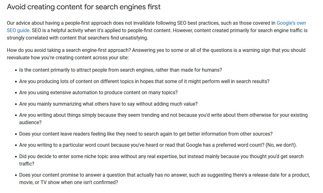 Google Content Recommendations for SEO